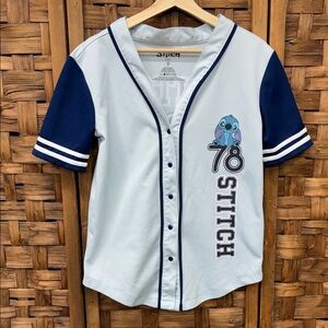 Kids Disney Stitch Baseball Shirt - Blue and White